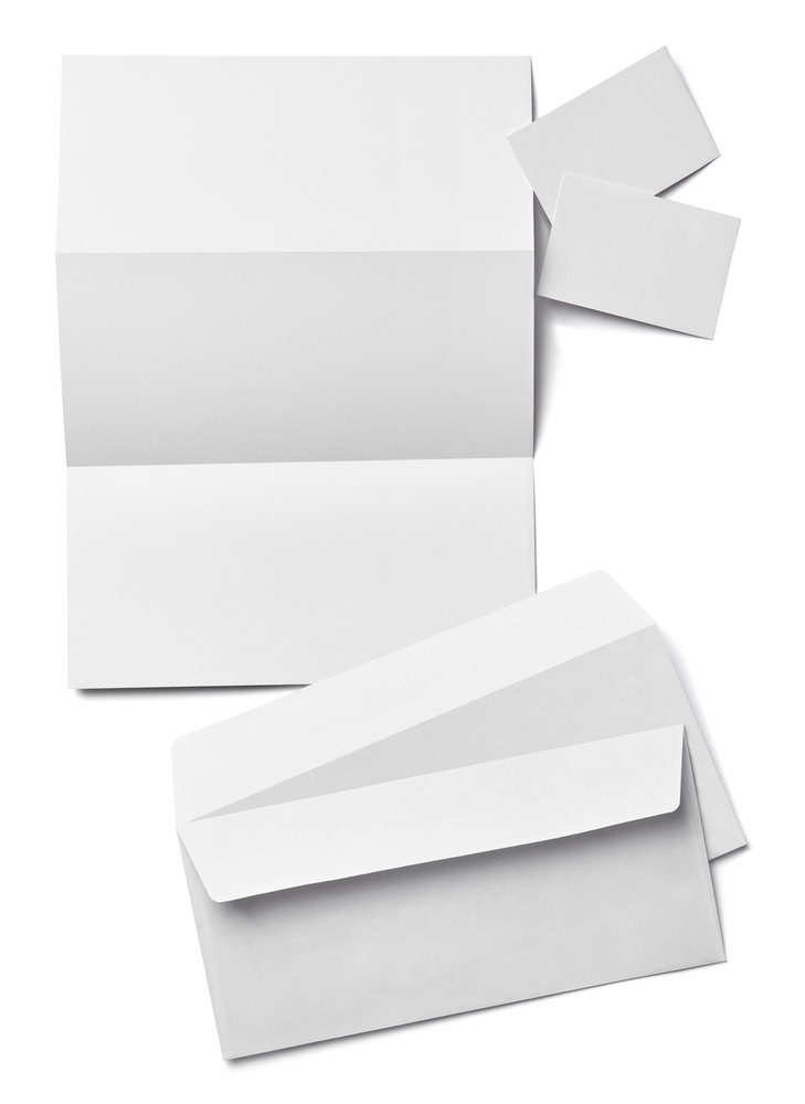 collection of various  blank white paper on white background